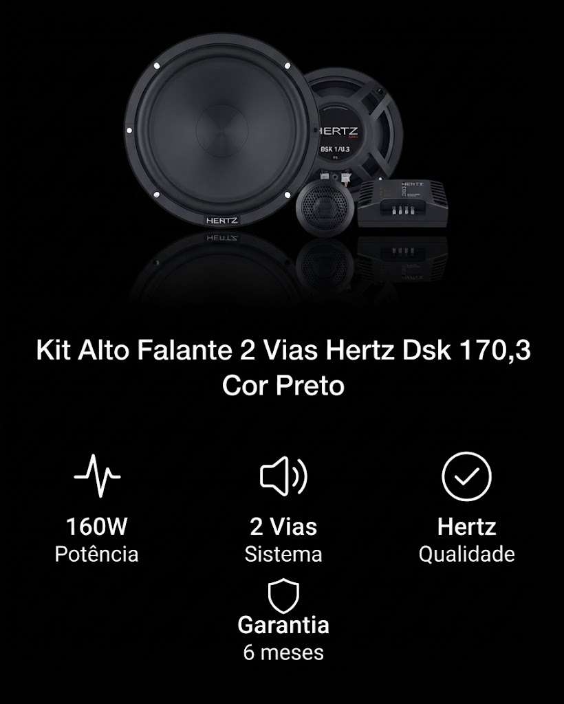 Kit Alto Falante 2 Vias Hertz Dsk 170.3 160w 4 Ohms 6 Polegadas Cor Preto
